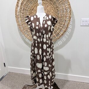 Brown and Cream animal print Midi Dress